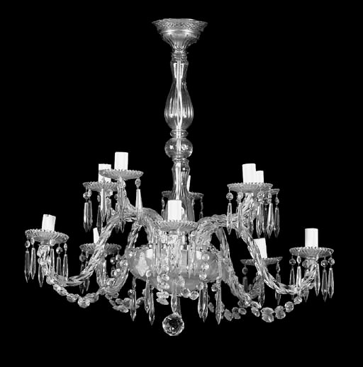 A Continental glass ten light chandelier, 20th century