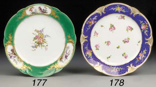 A Sevres blue-ground plate