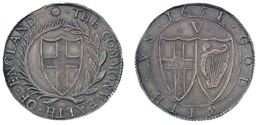 Crown, 1651 (ESC 3, R4; S.3214), nearly extremely fine, full round flan, slight edge depression near sun, extremely rare
