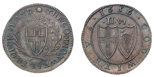 Halfcrown, 1656 (ESC 437B, R6; S.3215), proof-like strike on a carefully prepared flan, perfectly round, virtually extremely fine with attractive pale tone