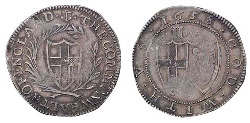 Halfcrown, 1658, anchor initial mark (ESC 439, R5; S.3216), a very fine, round coin for issue, extremely rare