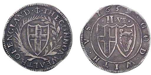 Halfcrown, 1659, anchor initial mark (ESC 441, R7; S.3216), a very fine, nice round coin, one of only two known examples