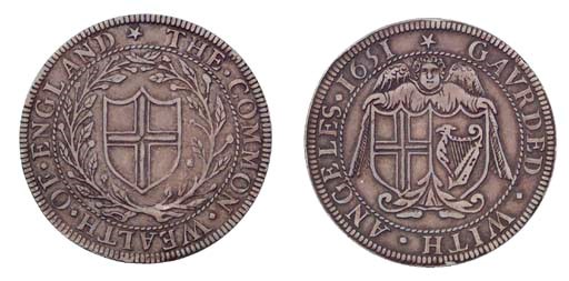 Pattern Halfcrown or Shilling, 1651, by Ramage, thin flan, plain edge (ESC 445C, R7), good very fine, of the highest rarity