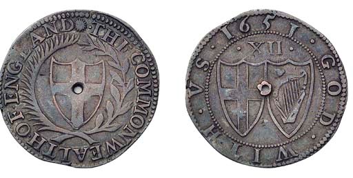 Shilling, 1651, D of ENGLAND too close to sun to allow for a stop (ESC 984B, R; S.3217), officially pierced, about very fine