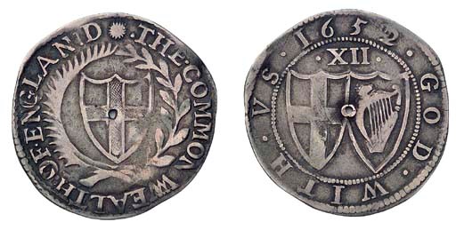 Shilling, 1652 (over 2 ?), (ESC 985), officially pierced, a fine round coin, a rare variety
