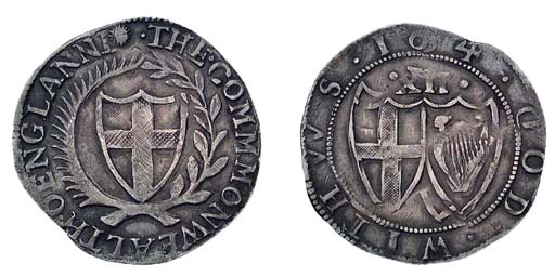 Shilling, 1654 (ESC 990B, R4, however not a die variety; S.3217), scratched on obverse shield, otherwise good fine, double struck to read COMMMONWEALTH O ENGLANND, (D under stop and sun), GOD WITH VVS  16.4, a most unusual piece