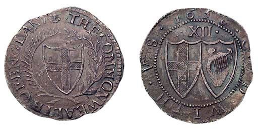 Shilling, 1658, anchor initial mark (ESC 998, R2; S.3218), on a small flan and slightly porous, otherwise very fine and very rare thus