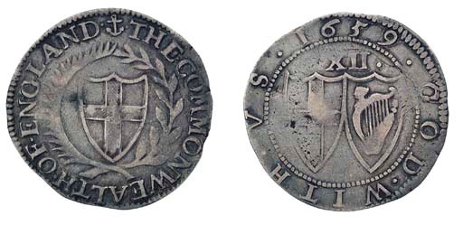 Shilling, 1659 (ESC 1000, R7; S.3218), small dent on obverse, otherwise good fine, of the highest rarity, the finer of the two known specimens