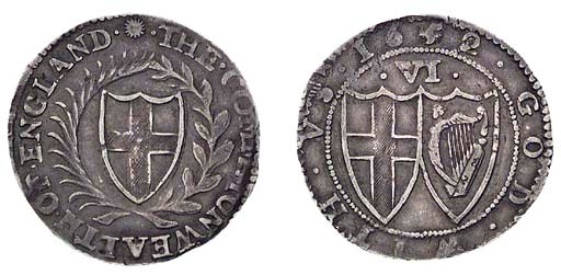 Sixpence, 1652 over 49, reads COMMMONWEALTH in error (ESC 1487B, R5 but see note), lightly tooled in fields on both sides, otherwise good fine, an extremely rare and most interesting coin