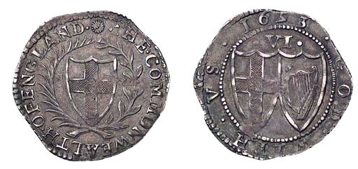 Sixpence, 1653 (ESC 1488, S; S.3219), struck on an irregular flan, otherwise good very fine