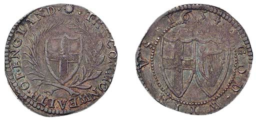 Sixpence, 1654 (ESC 1489, R; S.3219), very fine or better with an attractive gold and blue tone, scarce