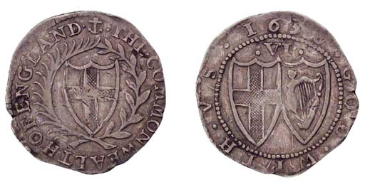 Sixpence, 1658, anchor initial mark (ESC 1494, R3; S.3220), a rather untidy strike on a small flan, otherwise almost very fine, extremely rare