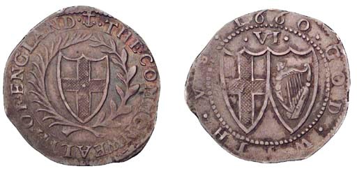 Sixpence, 1660, anchor initial mark (ESC 1497, R3; S.3220), slightly irregular flan, otherwise toned, good very fine, extremely rare thus