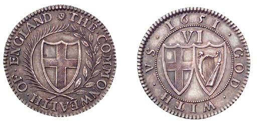 Pattern Sixpence, 1651, by Blondeau, edge grained (ESC 1498, R2), good extremely fine, toned, very rare