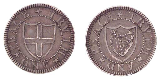 Pattern Sixpence, 1651, by Ramage, edge *TRVTH *AND *PEACE *1651, (ESC 1499, R5), slight surface marks, toned, extremely fine and extremely rare