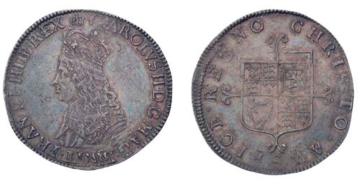 Halfcrown, first undated type, no value or circles (ESC 448, type A, R3; S.3307), slightly double struck, good very fine with an attractive old tone, very rare thus
