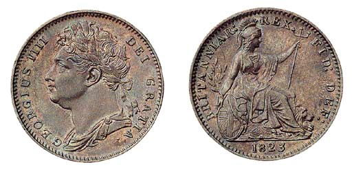 George IV, Farthing, 1823, Roman I in date, laureate and draped bust left, rev. Britannia seated (Peck 1413; S.3822), extremely fine, rare