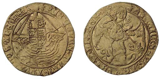 Henry VIII, third coinage, Angel, 5.09g., annulet on both sides, m.m. lis/lis (N.1830; S.2299; c.f.Schneider 622), some weakness, good very fine
