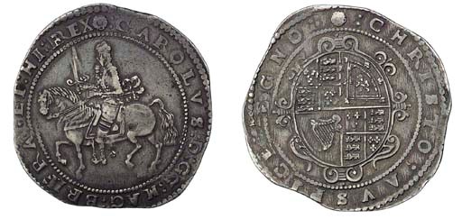 Charles I (1625-49), Crown, Exeter, undated, king on horseback right, head facing, sash in bow behind, rev. oval, garnished shield (Br.1011; N.2532; S.3055), toned, very fine