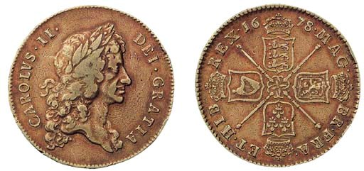 Charles II, Five-guineas, 1678 over 7, similar (ESC 17; S.3328), minor edge bruising, fine