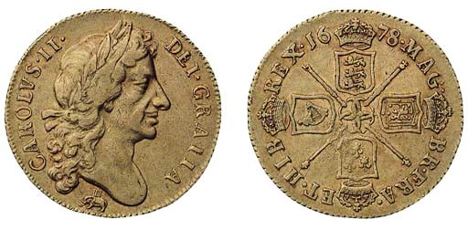 Charles II, Two-guineas, 1678, similar, with elephant and castle (ESC 41; S.3336), fine