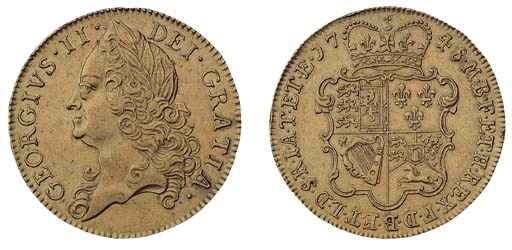 George II (1727-60), Five-guineas, 1748, old, laureate head left, rev. crowned arms (MCE.286; S.3666), gilt, good very fine