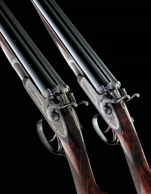 A FINE PAIR OF 12-BORE (2¾IN) BAR-IN-WOOD SIDELOCK HAMMER EJECTOR GUNS BY T. HORSLEY, NO. 2393 (1) AND 2945 (2)