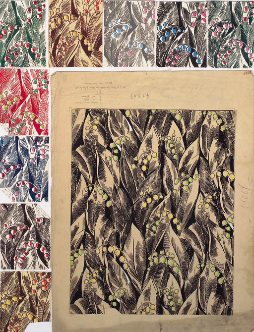 A large collection of textile designs, some Avant-Garde, stamped Merklen, R.Gattiker, E.Sins, Keller Dorian & Co, Nella Farina - 1917-1929
See Illustration