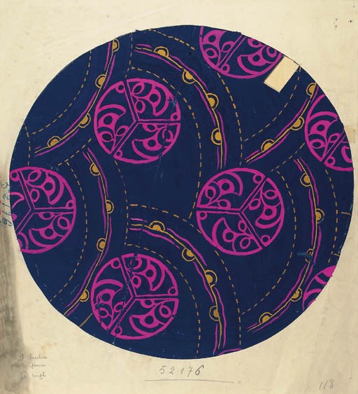 A collection of 22 designs for textiles, stamped R. Gattiker - circa 1922
See Illustration 	 (22)