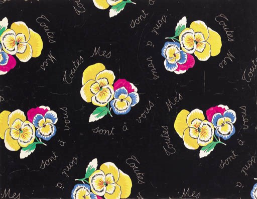 "Toutes mes [pansés] sont à vous", design No.54596, and a large collection of floral designs for textiles, mainly with colourways - 1937-1937