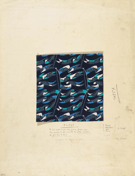 A collection of textile designs, some with colourways, some stamped Tambuté&Touret - 1937-1938
See Illustration