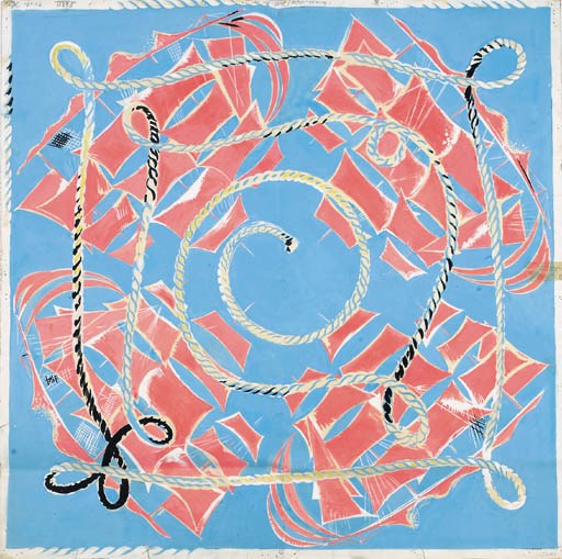 Cordages, signed Georges Berthier, design No.56211 for a scarf - 1947-1948
See Illustration