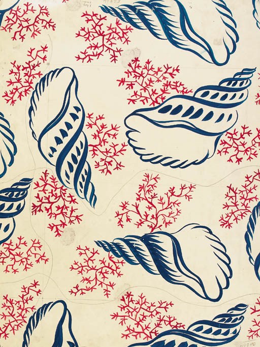 Five textile designs, mainly sea shells and seaweed - 1947-1948
See Illustration 	 (5)