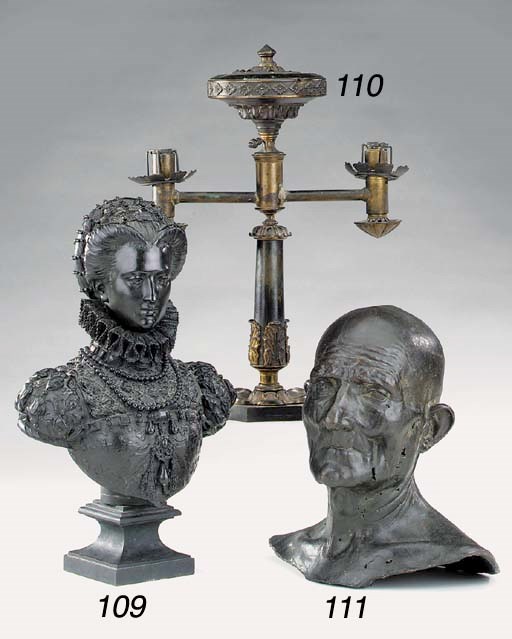 A bronze bust of an old man, 20th century