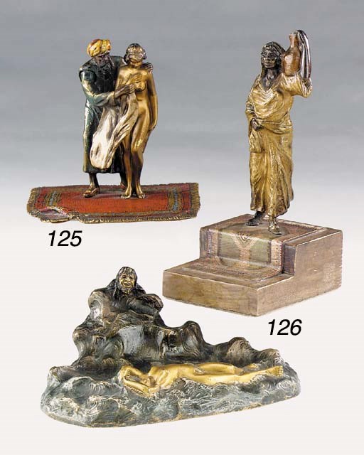 An Austrian painted bronze inkstand, early 20th century