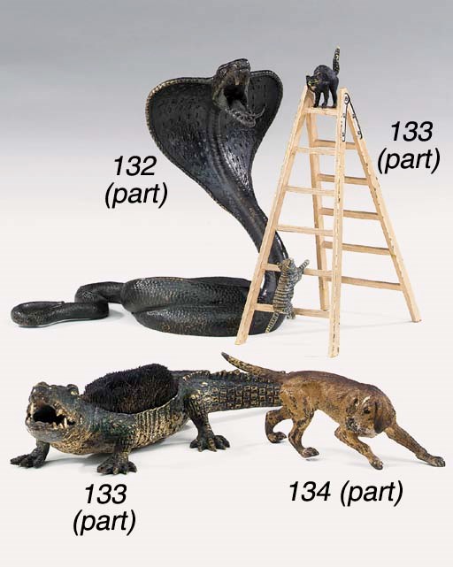An Austrian cold painted bronze model of a pointer, late 19th or early 20th century