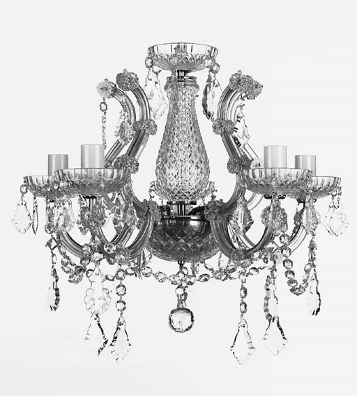 A cut glass five light chandelier, 20th century