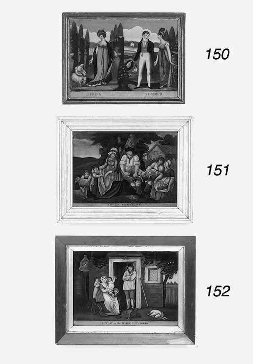 A george III mezzotint laid onto glass, dated 1808