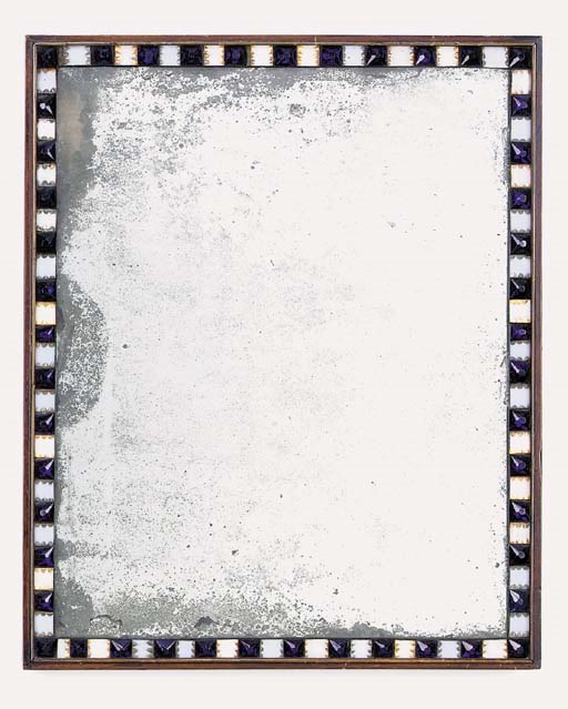 An Irish blue and white glass framed wall mirror, late 18th or early 19th century