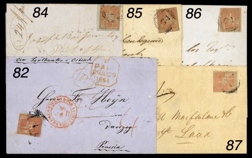 cover (1d.) brick-red with close to good margins, clearly tied by "2" obliterator on 1855 (26 Nov.) entire from San Fernando to Port of Spain; the face panel with tiny central fault. A scarce cover. S.G. 8. Photo