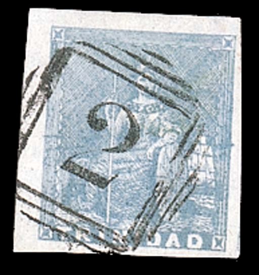 used  (1d.) blue, a wonderful example from the upper left of a sheet with enormous margins all round, clearly cancelled "2"; minute thin spot in margin at top. Superb. B.P.A. Certificate (2001). Sc. 9b; S.G. 15, £900. Photo