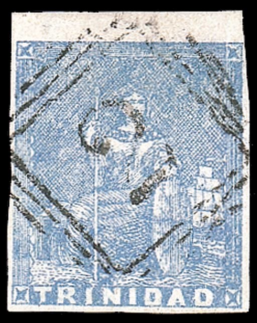 used  (1d.) bright blue with good to large margins, lightly cancelled, fine. B.P.A. Certificate (2001). Sc. 12; S.G. 16, £1000. Photo