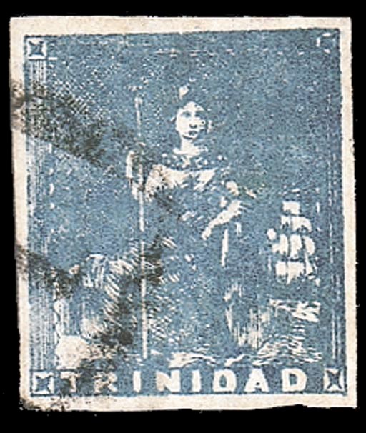 used  (1d.) deep blue with good margins all round and lightly cancelled; light corner crease at top right not affecting fine appearance. R.P.S. Certificate (1957). Sc. 12; S.G. 16, £1000. Photo
