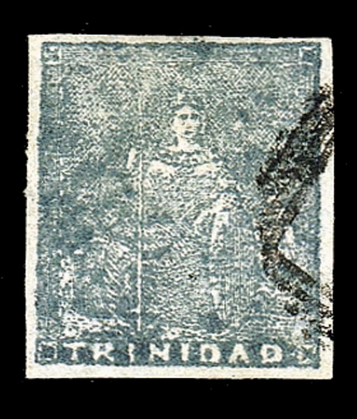 used  (1d.) slate-blue with good to large margins and neatly cancelled leaving Britannia clear; small natural paper flaw at lower right, fine. B.P.A. Certificate (2001). Sc. 11; S.G. 18, £650. Photo