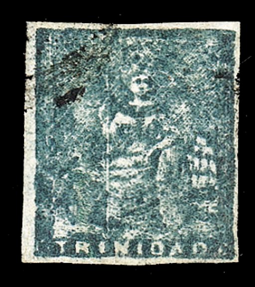 used  (1d.) slate-blue with good to large margins and lightly cancelled leaving Britannia clear; thin spot at right not affecting very fine appearance. R.P.S. Certificate (1950). Sc. 11; S.G. 18, £650. Photo