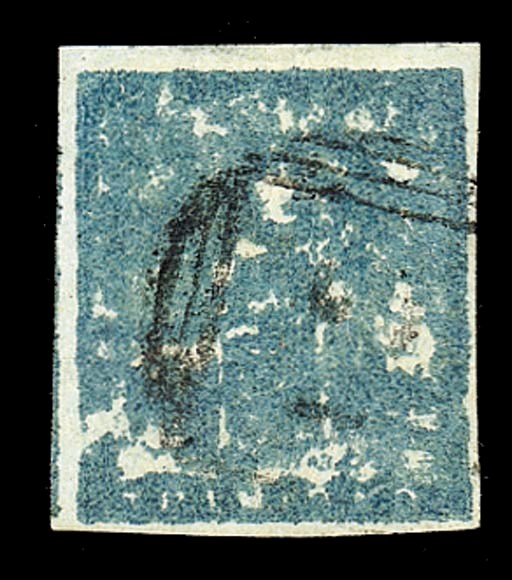 used  (1d.) slate-blue with good to large margins and lightly cancelled "2"; trace of thin at top otherwise fine and of excellent appearance. R.P.S. Certificate (1959). Sc. 11; S.G. 18, £650. Photo
