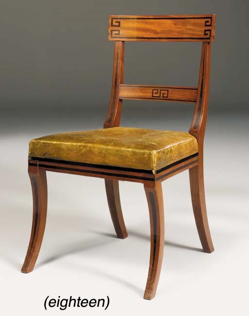 A MATCHED SET OF EIGHTEEN REGENCY MAHOGANY DINING-CHAIRS
