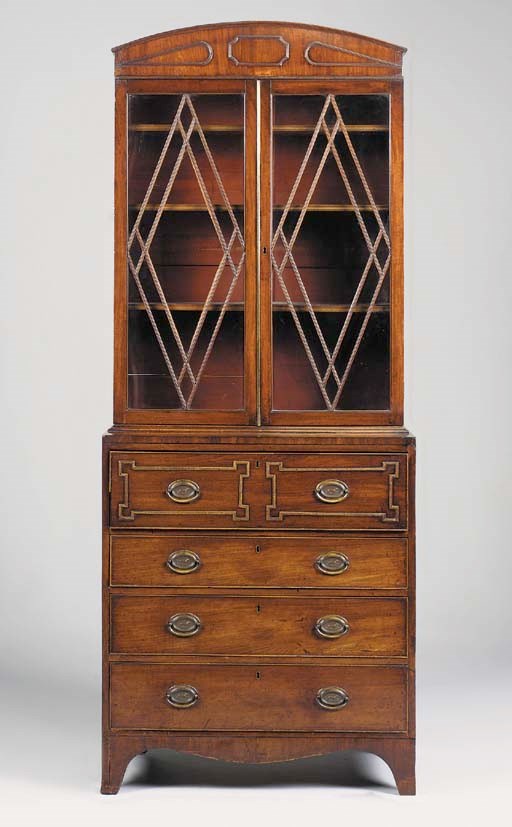 A LATE GEORGE III MAHOGANY SECRETAIRE-BOOKCASE