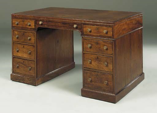 A GEORGE III MAHOGANY PEDESTAL DESK