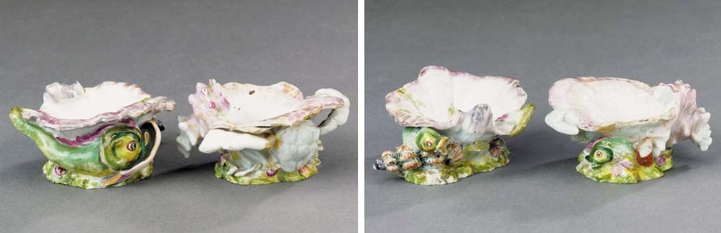 A pair of Chelsea sea-creature and shell salts